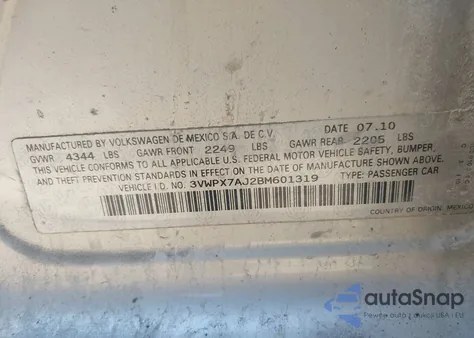2011 Volkswagen Jetta Sportwagen 2.5L Se from USA, damaged, VIN 3VWPX7AJ2BM601319